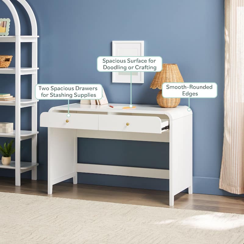 Walker Edison Modern Curve Design Writing Desk