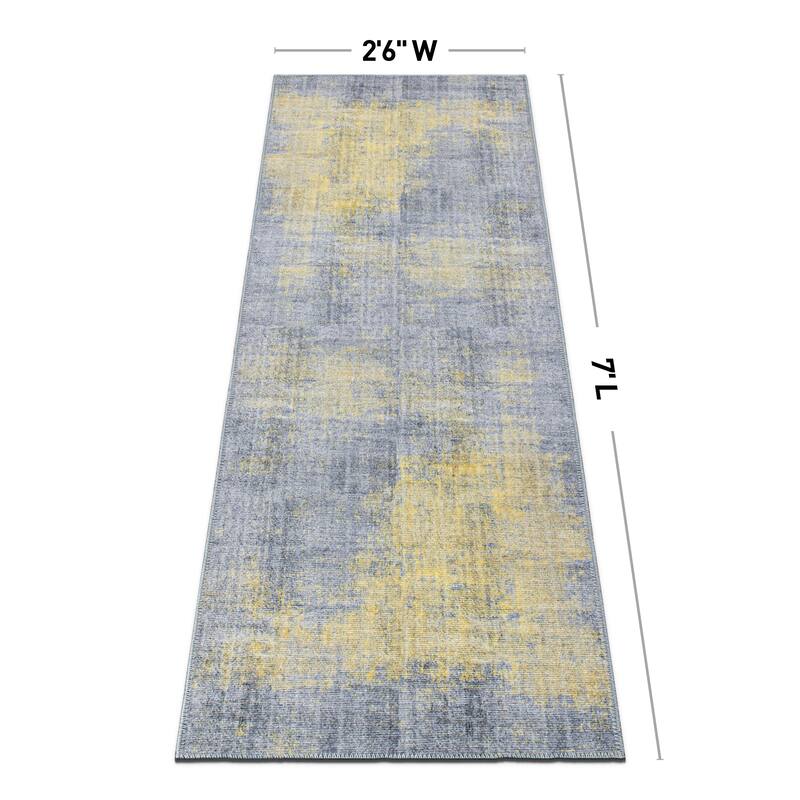 Contemporary Abstract Machine Washable Area Rug