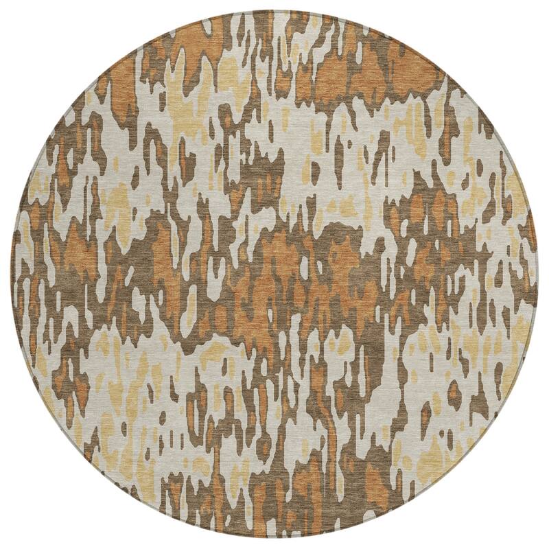 Machine Washable Indoor/ Outdoor Modern Watercolor Chantille Rug