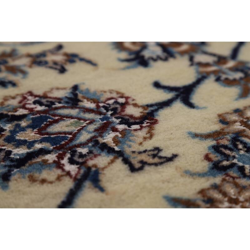 All-Over Floral Nain Persian Area Rug Hand-Knotted Wool Carpet - 6'8"x 10'0"
