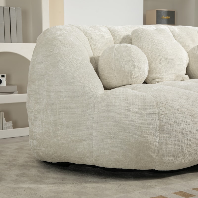 GDFStudio - Charlotte Plush Chenille Two-Seat Bean Bag Sofa for Living Room and Lounge Areas