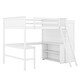 preview thumbnail 4 of 7, White Full Size Loft Bed with Desk, Shelves and Wardrobe