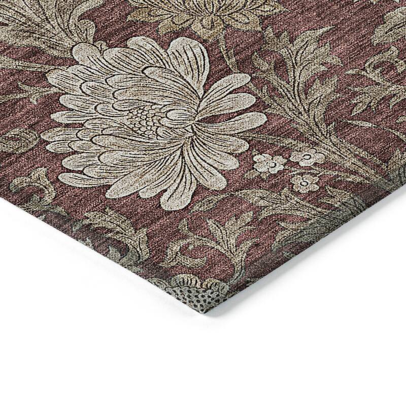Machine Washable Indoor/ Outdoor Chantille Floral Rug