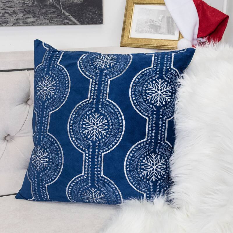 Holiday Blue Velvet Throw Pillow