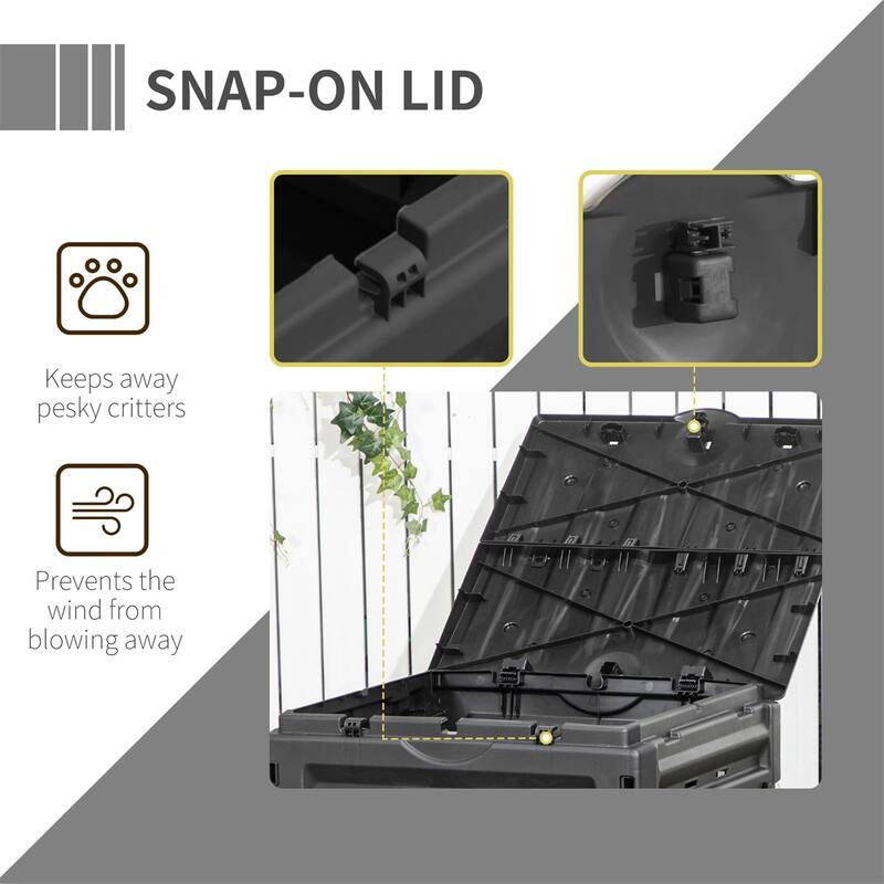 120 Gallon Outdoor Compost Bin Large Garden Tumbler with 80 Air Vents BPA-Free Easy Assemble Black - 27.25" L x 28" W x 40.5" H