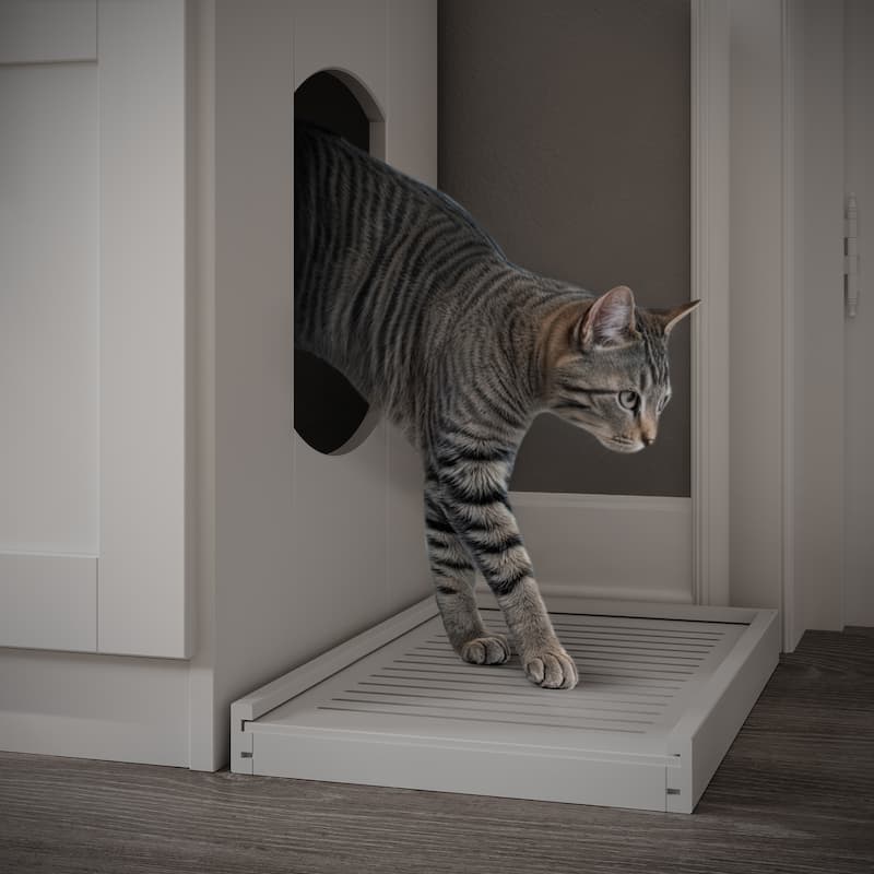 Palace Imports 100% Solid Wood Ziva 2-Door Cat Litter Box Enclosure with 2-Drawers and Litter Catch
