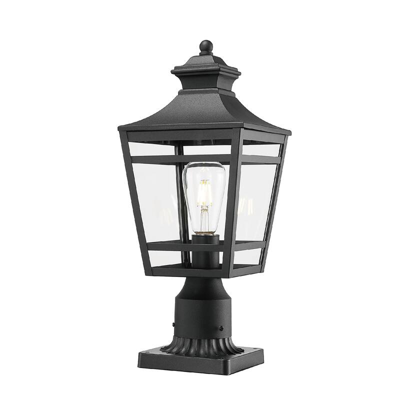 Elegant 16.5-Inch Black Outdoor Wall Sconce with Clear Glass - Large Waterproof Lighting Fixture for Porch, Patio, and Garage