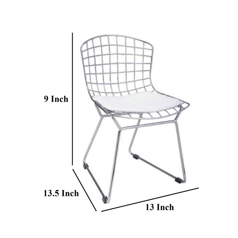 Kids Shuttle Chair Set of 2, White Faux Leather, Mesh Chrome Metal