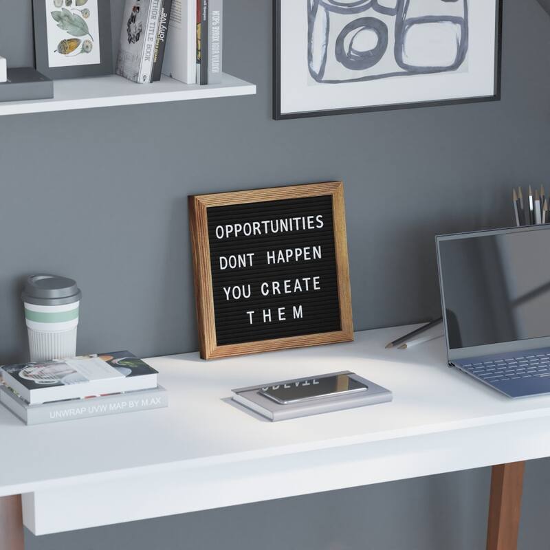 Wood Frame Letter Board with 389 PP Letters and Canvas Carry Bag