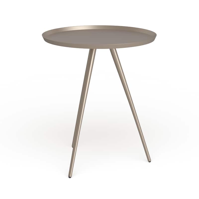 Silver Orchid Madsen Round Flared Side Table - Goldtone Finish/Brushed - 3 and 4 Legs/Legs - Champagne
