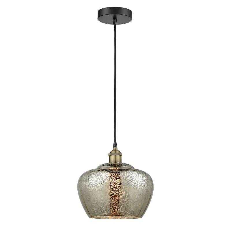 Innovations Lighting Fenton - 1 Light 11" Cord Hung Mini Pendant - Mercury/Black Antique Brass