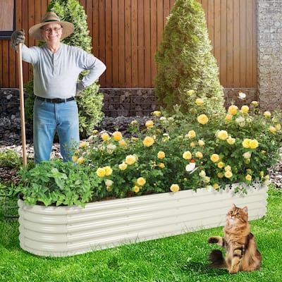 Aoodor 9-in-1 Modular Aluzinc Metal Raised Garden Bed - Outdoor Garden Planter Box for Vegetable, Flower, Herb - N/A