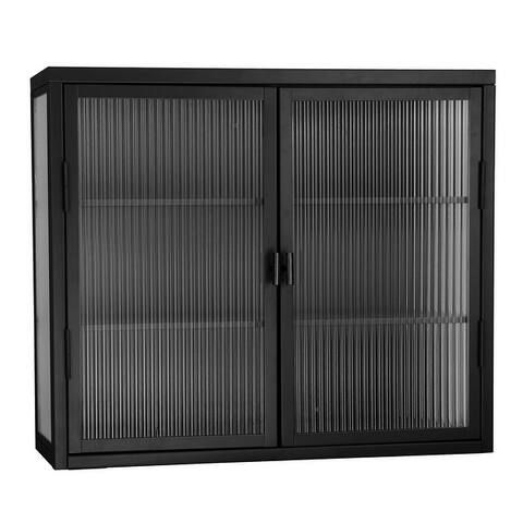 Haze Double Glass Door Wall Cabinet With Detachable Shelves