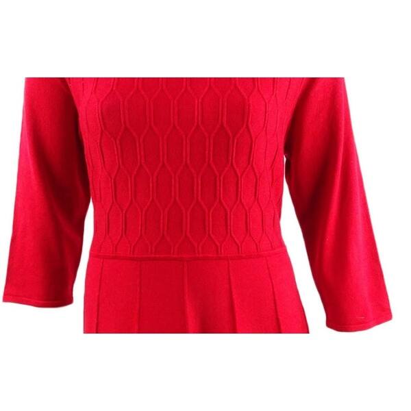 Jessica Howard Women's Red Geometric 3/4 Sleeve Crew Neck Knee Length Fit +  Flare Dress Red Size 3X - Bed Bath & Beyond - 40565108