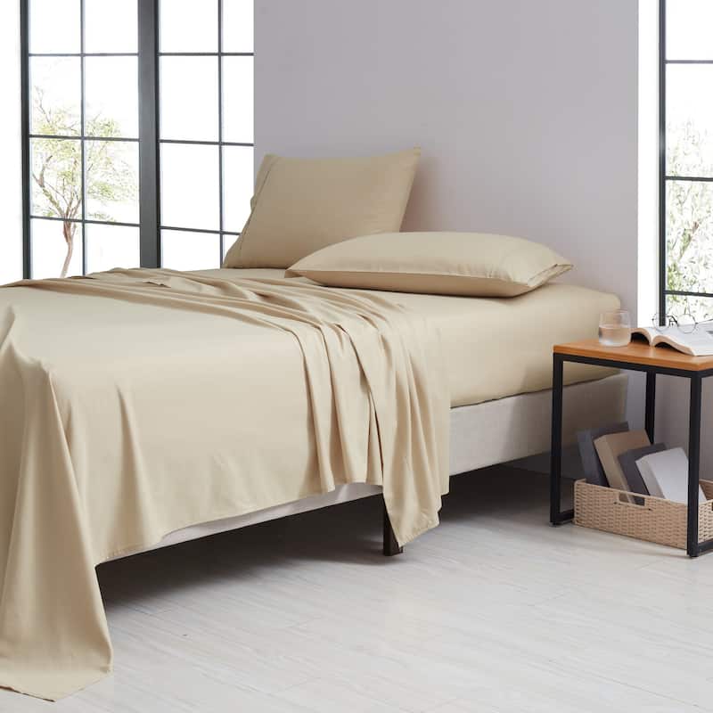 Rayon 4 Piece Luxury Solid Sheet Set - King - Khaki