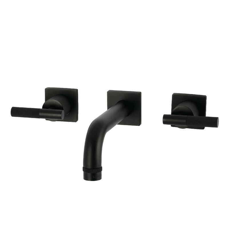 Kingston Brass Convergent Double-Handle Wall Mount Bathroom Faucet with Knurled Handle