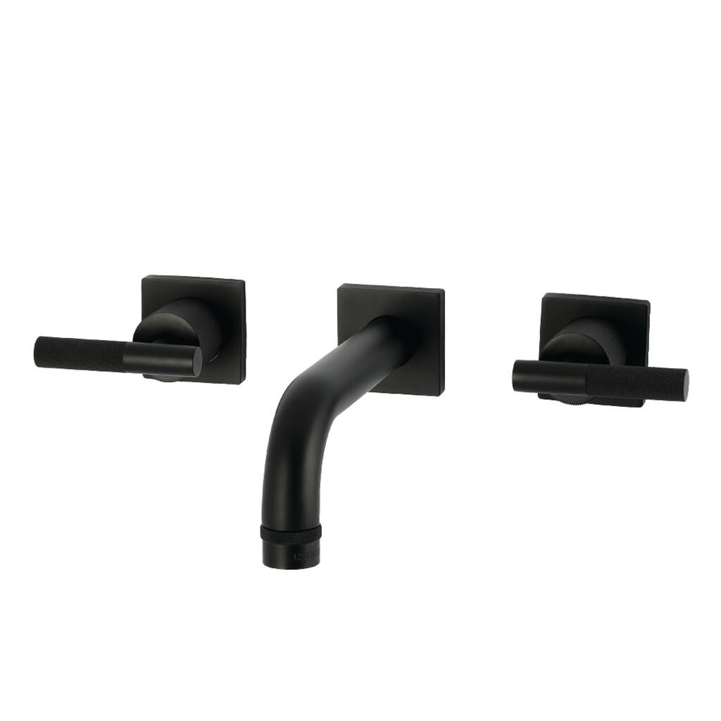 Kingston Brass Convergent Double-Handle Wall Mount Bathroom Faucet with Knurled Handle