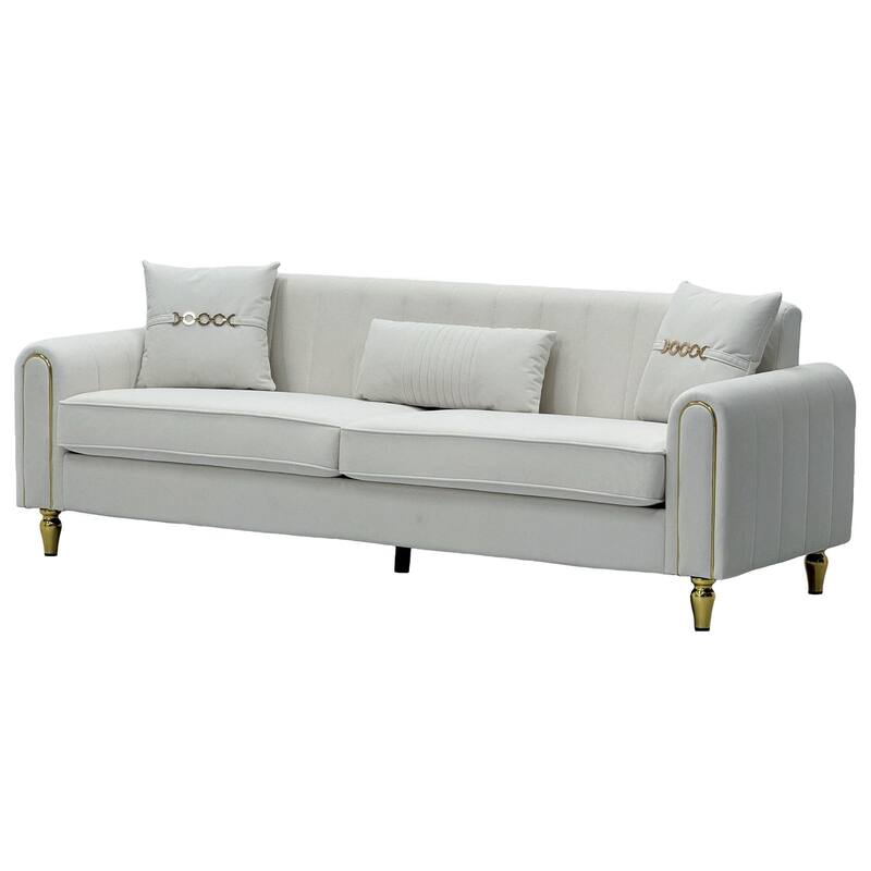 87.4" Luxury Loveseat Sofa with Metal Legs, Round Arms