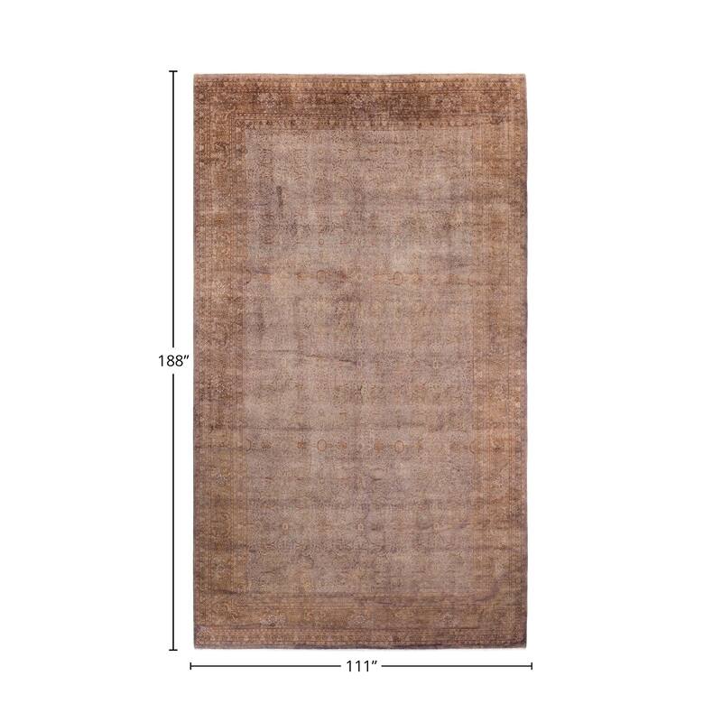 Overton Handknotted Wool Vintage Inspired Contemporary Overdyed Beige Area Rug - 15' 8" x 9' 3"