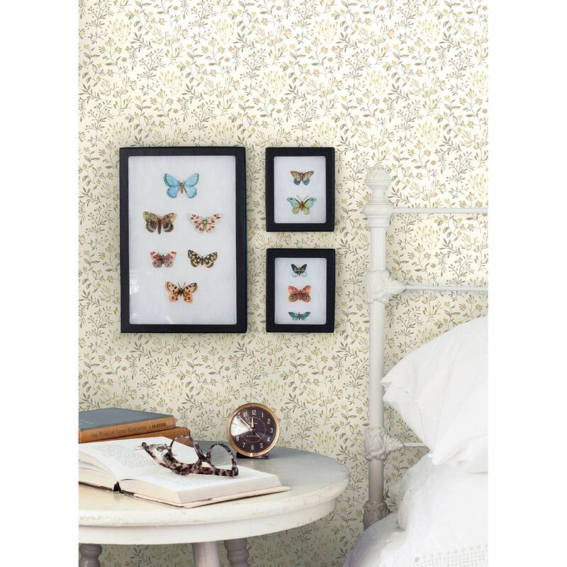 Chesapeake Tarragon Honey Dainty Meadow Wallpaper