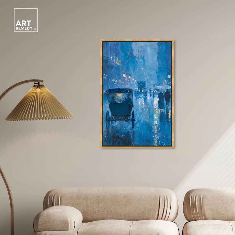 Art Remedy London Nights Framed Impressionism 1 Piece Canvas Wall Art /Monet And Van Gogh Inspired Art