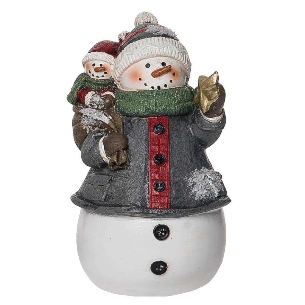 Transpac Resin 5.5 in. Multicolored Christmas Quilted Snowman Figurine