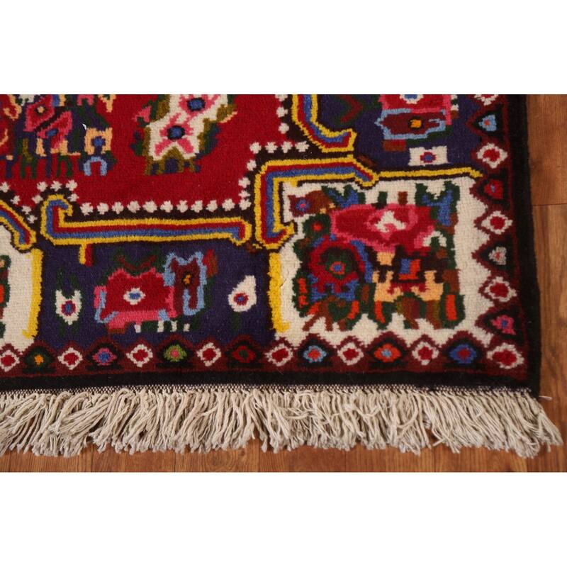 Hand Knotted Oriental 100% Wool Carpet Traditional Floral Pink Bakhtiari Area Rug - 4' 10'' X 3' 9''