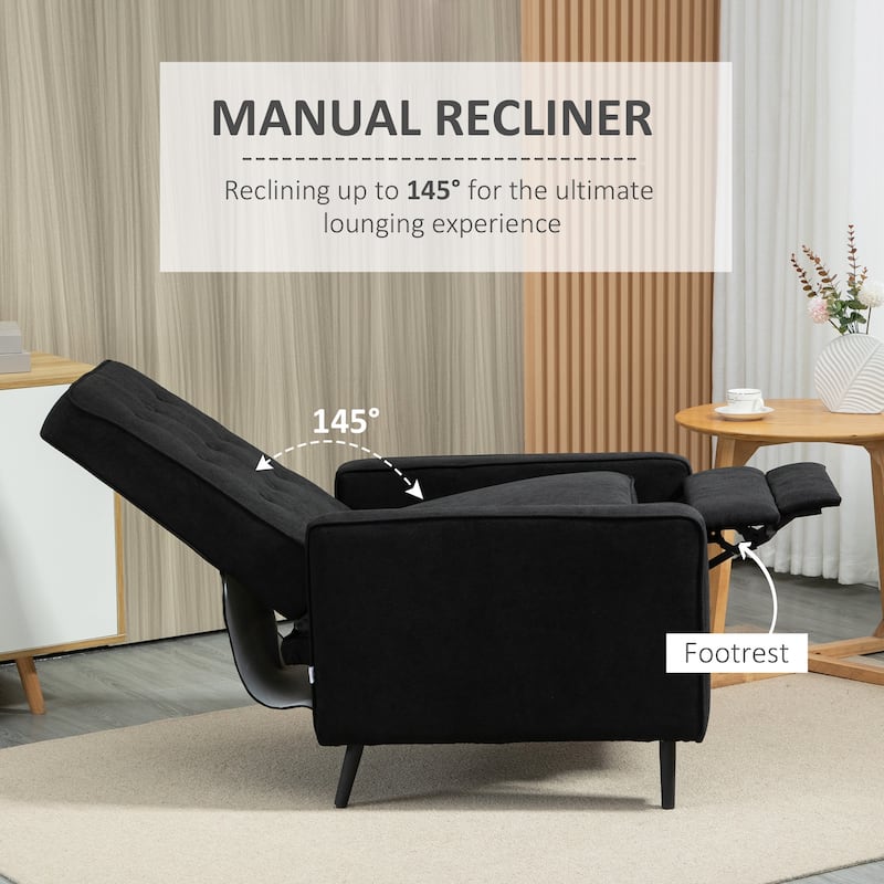 HOMCOM Manual Recliner, Fabric Tufted Club Chair, Home Theater Seating Reclining Sofa for Living Room