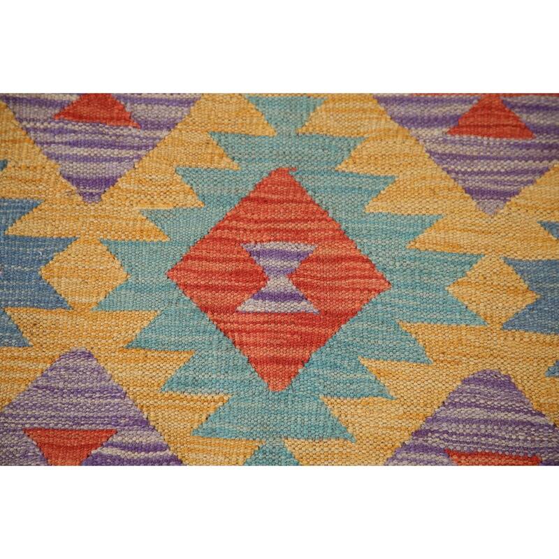 Multi-Color Southwestern Kilim Accent Rug Hand-Woven Wool Carpet - 3'1"x 4'9"