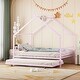 preview thumbnail 71 of 82, Twin/Full Size Metal House Bed with Twin Size Trundle, Playhouse Bed Montessori Bed House Platform Bed with Roof Frame for Kids Pink - Full