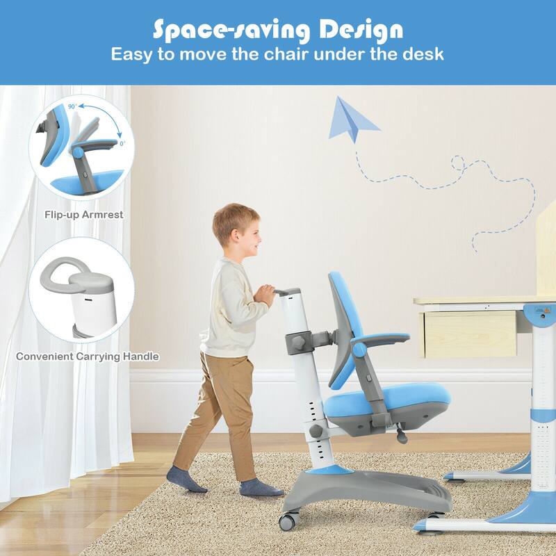 Gymax Kids Desk Study Chair Adjustable Height Depth w/ Sit-Brake - See Details