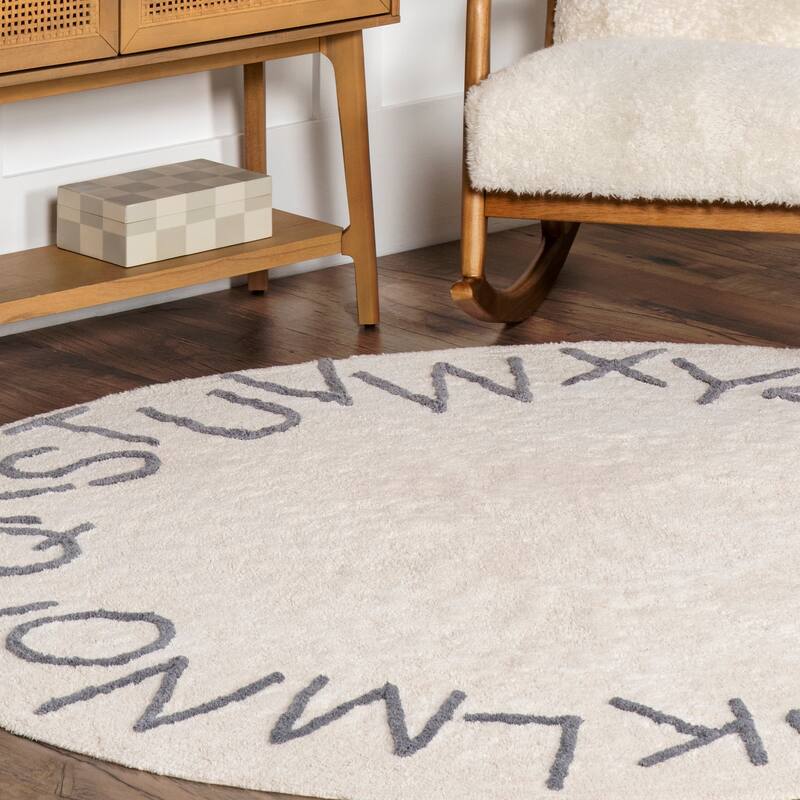 Nuloom Alphabet SpinClean Washable Round Rug