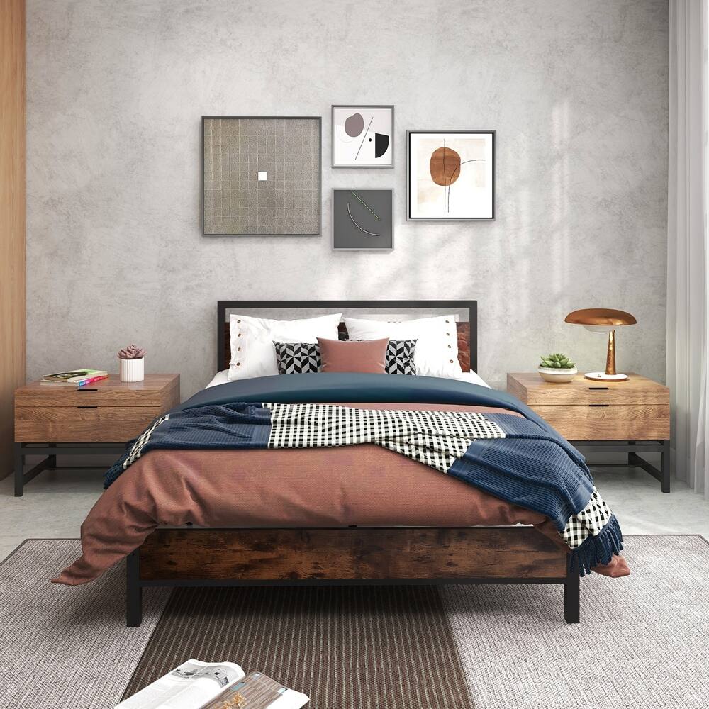 Wooden Metal Bed Frame Platform Bed