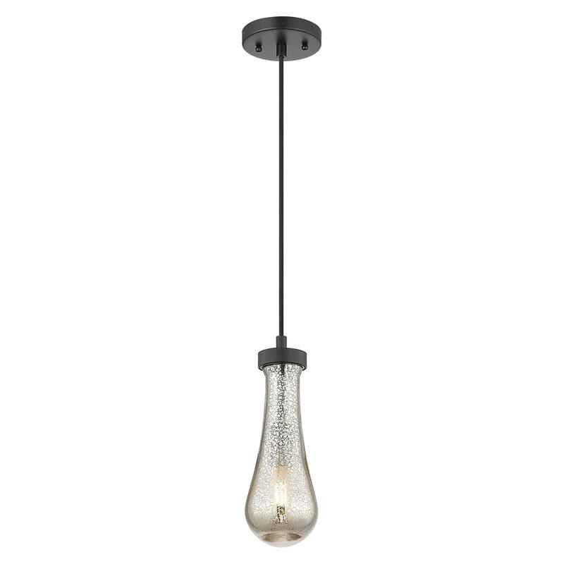 Innovations Lighting Downtown Urban - Owego - 1 Light 4" Cord Hung Pendant - Matte Black/Mercury Shade