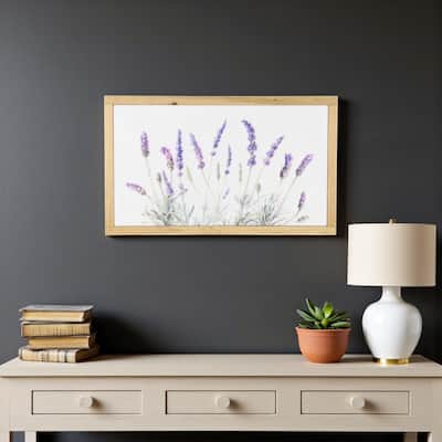 HomeRoots 16" X 26" Natural White And Lavender Floral Wood Framed Art