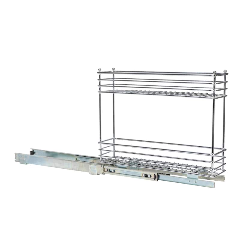 Household Essentials Sliding Organizer, Chrome - 21.0"L x 5.0"W x 17.5"H