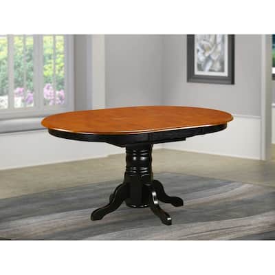 Oval Expandable Dining Table with 42x60 Inch Butterfly Leaf and Elegant Pedestal Base in Black and Cherry