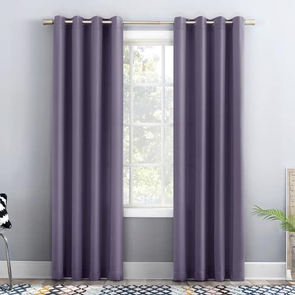 slide 2 of 8, Porch & Den Nantahala Room Darkening Grommet Curtain Panel, Single Panel 54" x 84" - Lavender