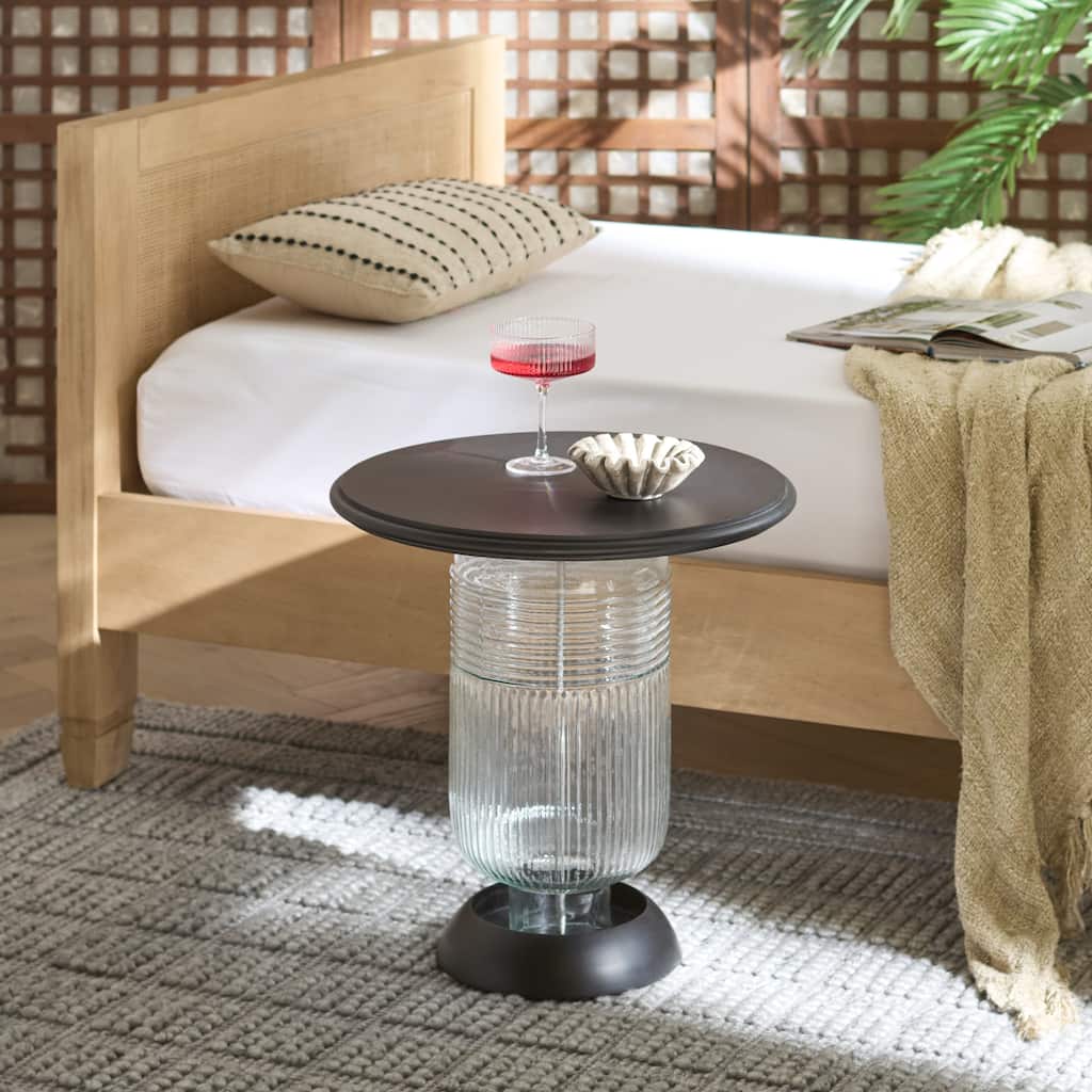 SAFAVIEH Home Karana Glass Accent Table - 18"W x 18"D x 19"H