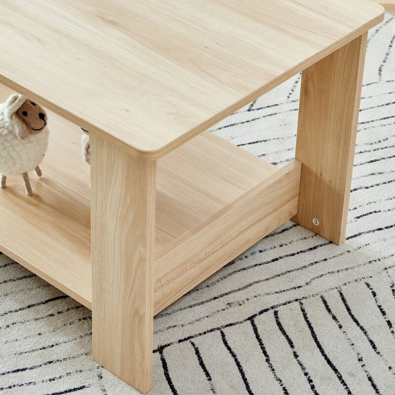 35.4" Modern Rectangular Coffee Table with Storage Shelf for Living Room, Bedroom and Study Room