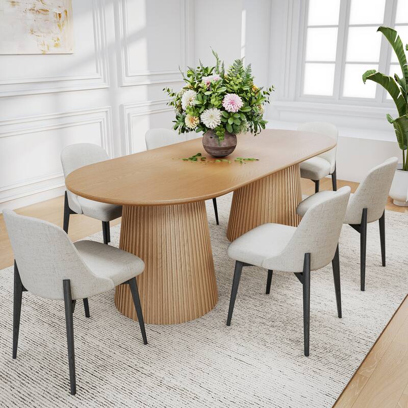 86" Double Pedestal Oval Dining Table