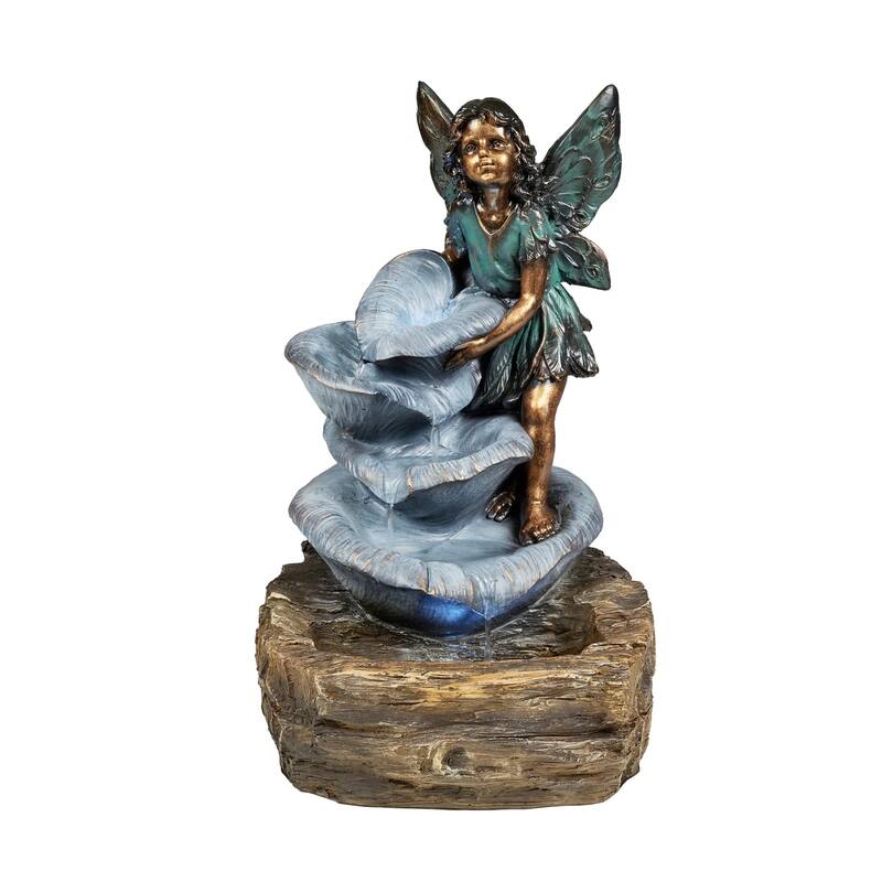 LED Lighted Pagoda Fairy on the Rock Waterfall Fountain - 31.25"