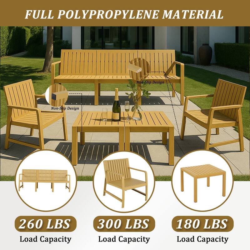 Malwee Indoor/Outdoor Furniture Chair Set with Table, All-Weather UV Resistant PP Material, for Garden, Balcony & Living Room