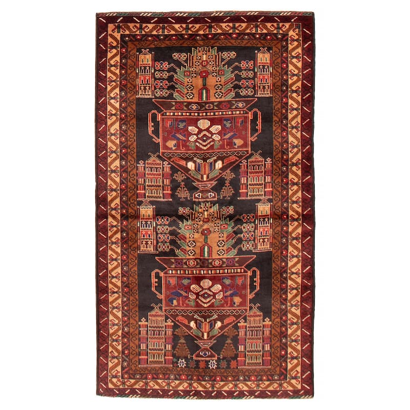 Teimani Black Rug 3'7" x 6'7" - 3'7 x 6'7 - Black - 3'7 x 6'7