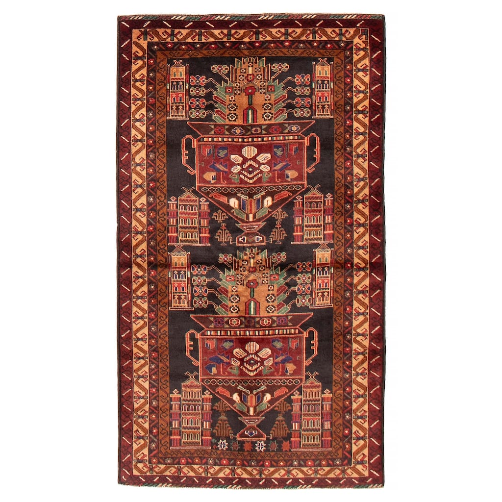 Teimani Black Rug 3'7" x 6'7" - 3'7 x 6'7