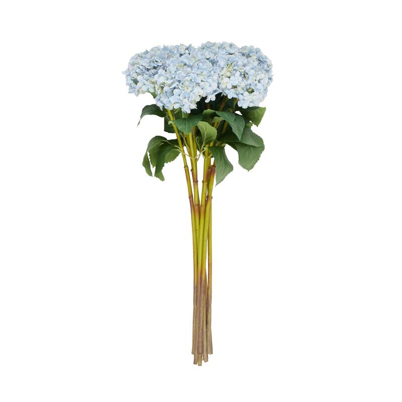 Blue Faux Foliage Tall Hydrangea Artificial Flower Stem (Set of 8)