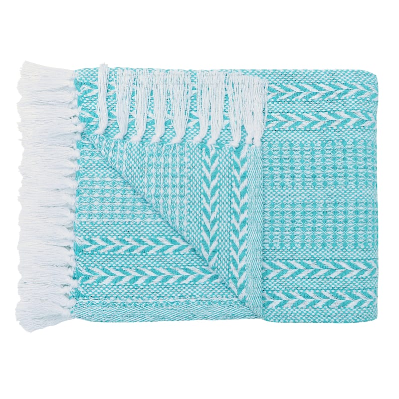 Handwoven Luxurious Cotton Sofa Couch Bed Throw Blankets All Season - Set of 2 (50''x60'')