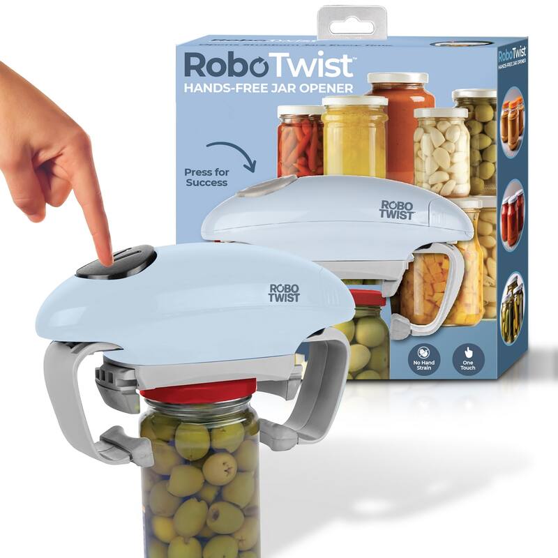 Robo Twist Electric Jar Opener Automatic Hands-Free Kitchen Gadget - Light Blue