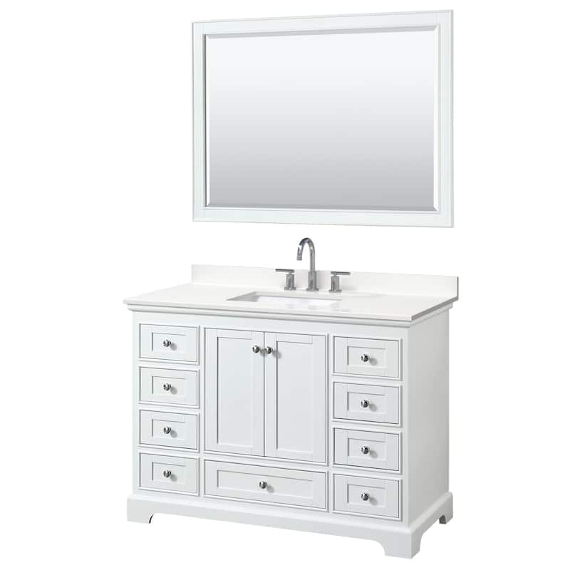 Wyndham Collection WCS202048S-QTZ-US3M46 Deborah 48" Free Standing - White / White Quartz Top / Polished Chrome