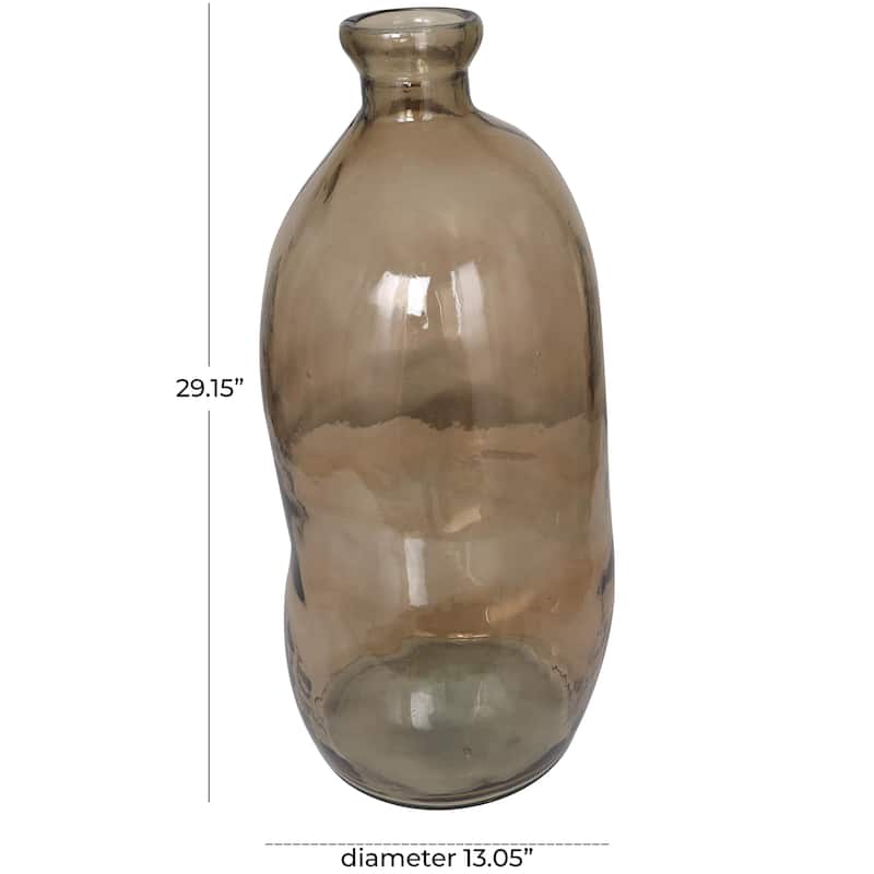 Recycled Glass Abstract Handmade Curved Spanish Bottle Decorative Vase - Green, Blue, Clear, Brown - Roche River Decor